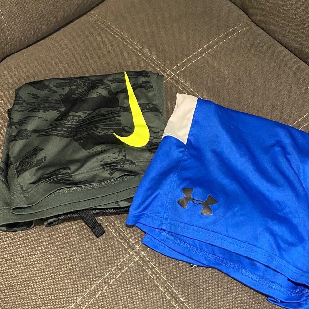 Nike and Underarmour Kids Shorts Green and Blue